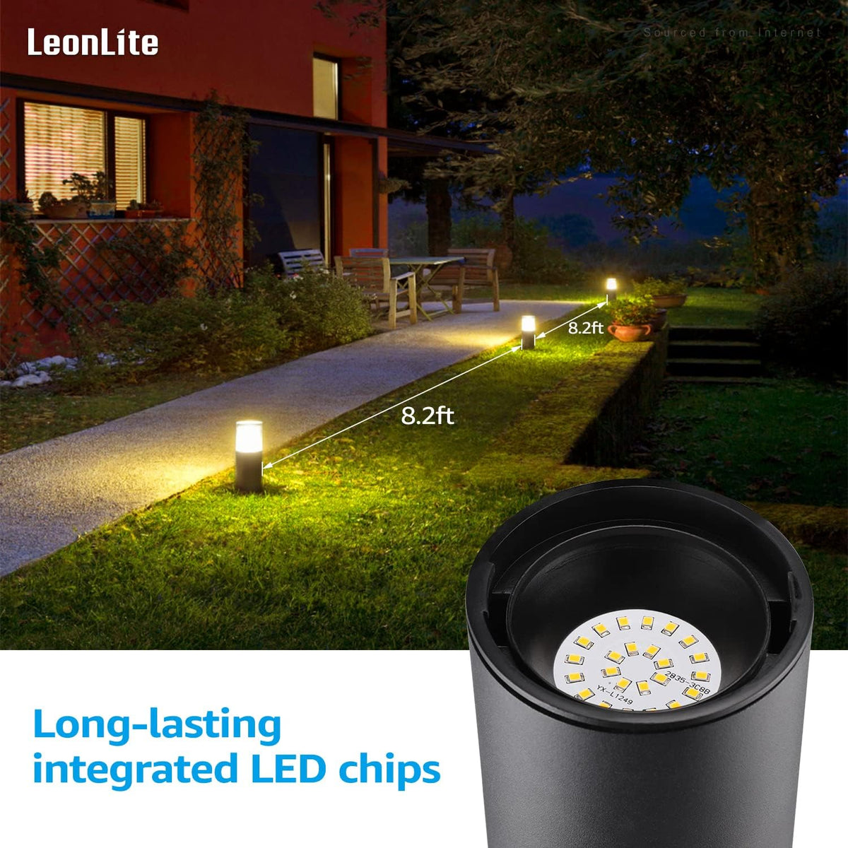 8-Pack Low Voltage LED Landscape Pathway Lights, Die-cast Aluminum, 3000K Warm White L57789