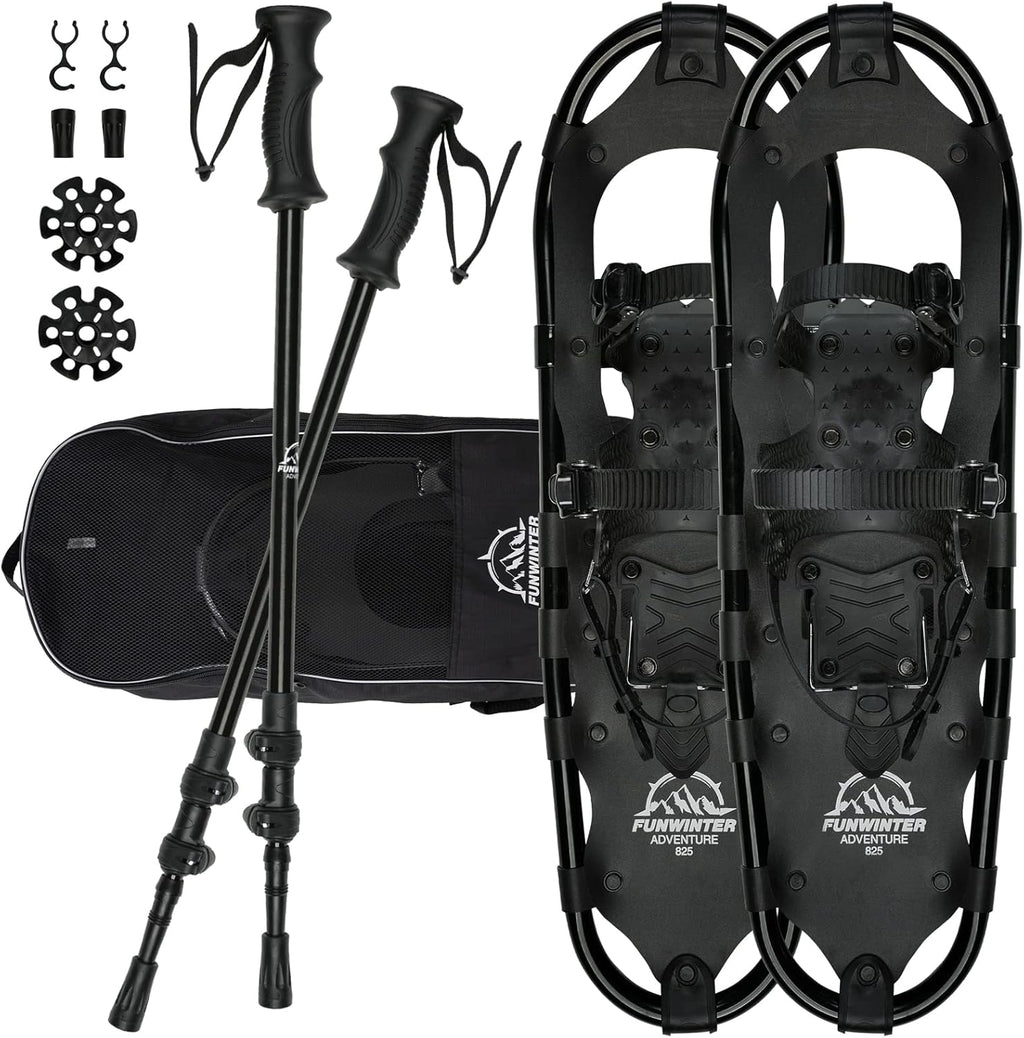 21/25/30 Aluminum Alloy Snowshoes with Carrying Tote Bag and Trekking Poles S13161