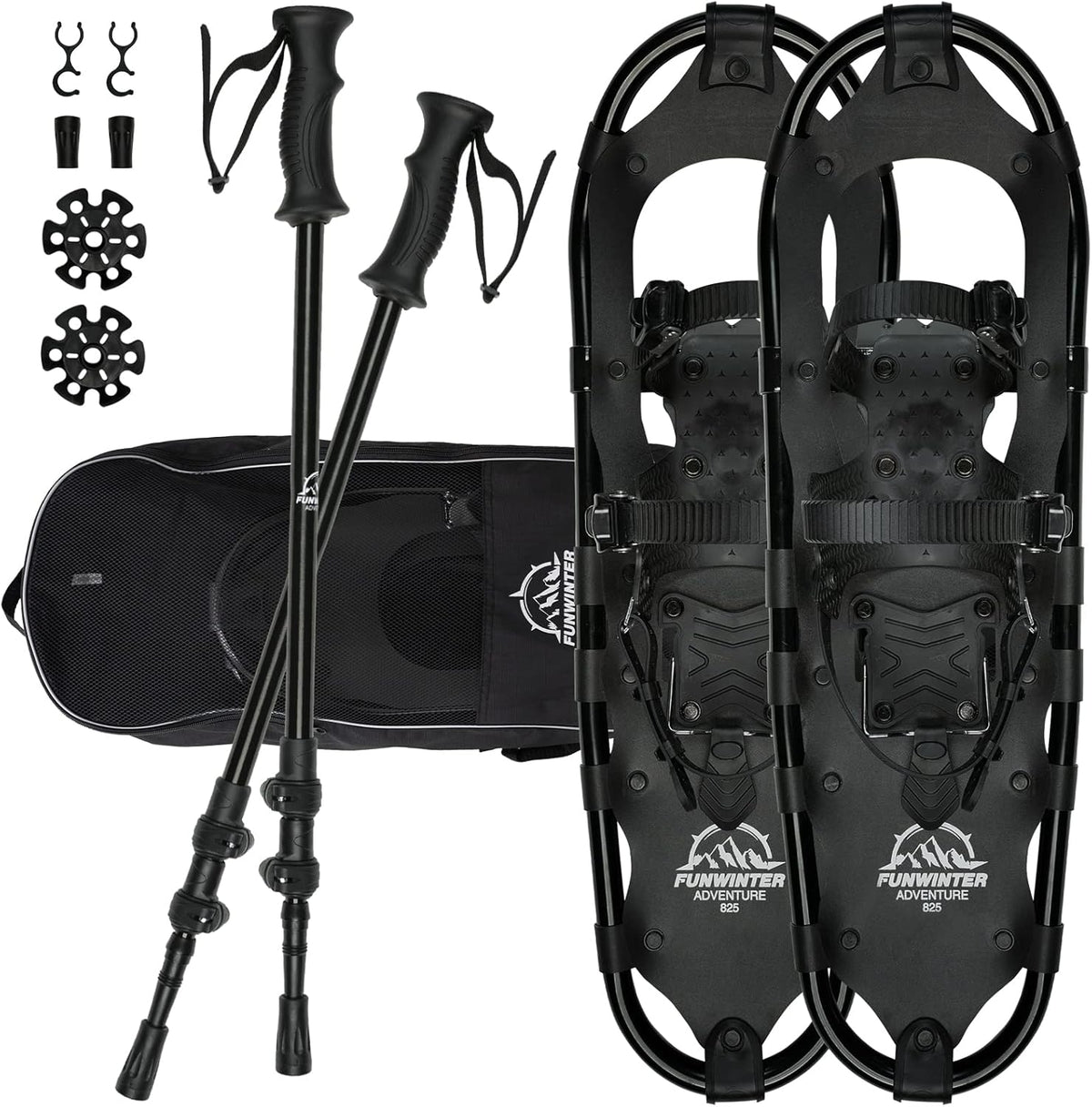 21/25/30 Aluminum Alloy Snowshoes with Carrying Tote Bag and Trekking Poles S13161