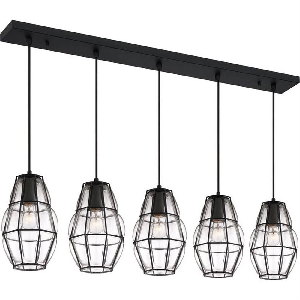 5 Light Island Black Finish with Clear Glass L424829