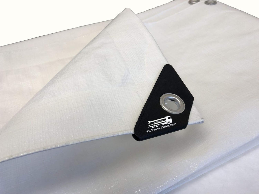 10 Mil Waterproof White Tarp Reinforced Corners 7'x30' Pack of 2 V4733