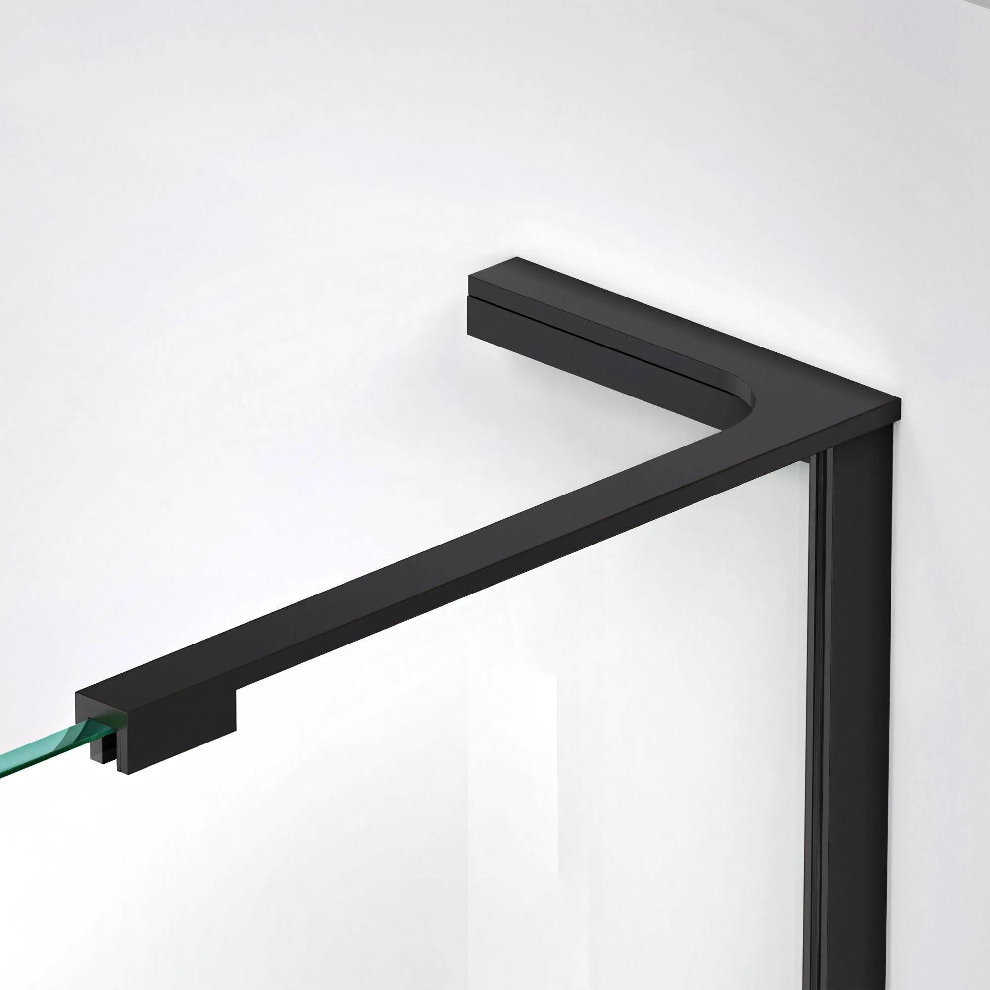 Frameless Hinged Shower Enclosure in Satin Black W4393