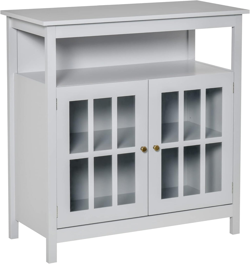 Grey Kitchen Storage Sideboard Cabinet with Glass Door and Adjustable Shelf B742784