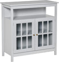 Grey Kitchen Storage Sideboard Cabinet with Glass Door and Adjustable Shelf B742784