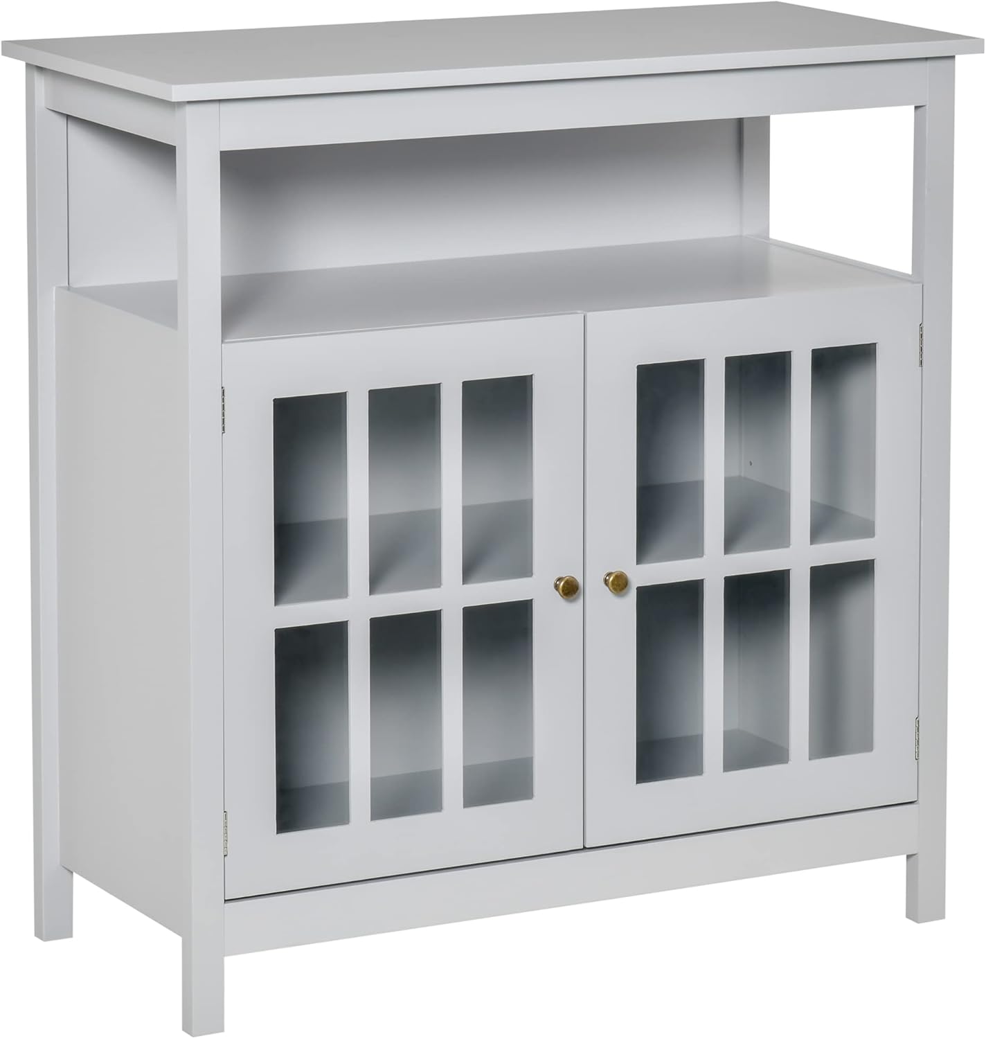 Grey Kitchen Storage Sideboard Cabinet with Glass Door and Adjustable Shelf B742784