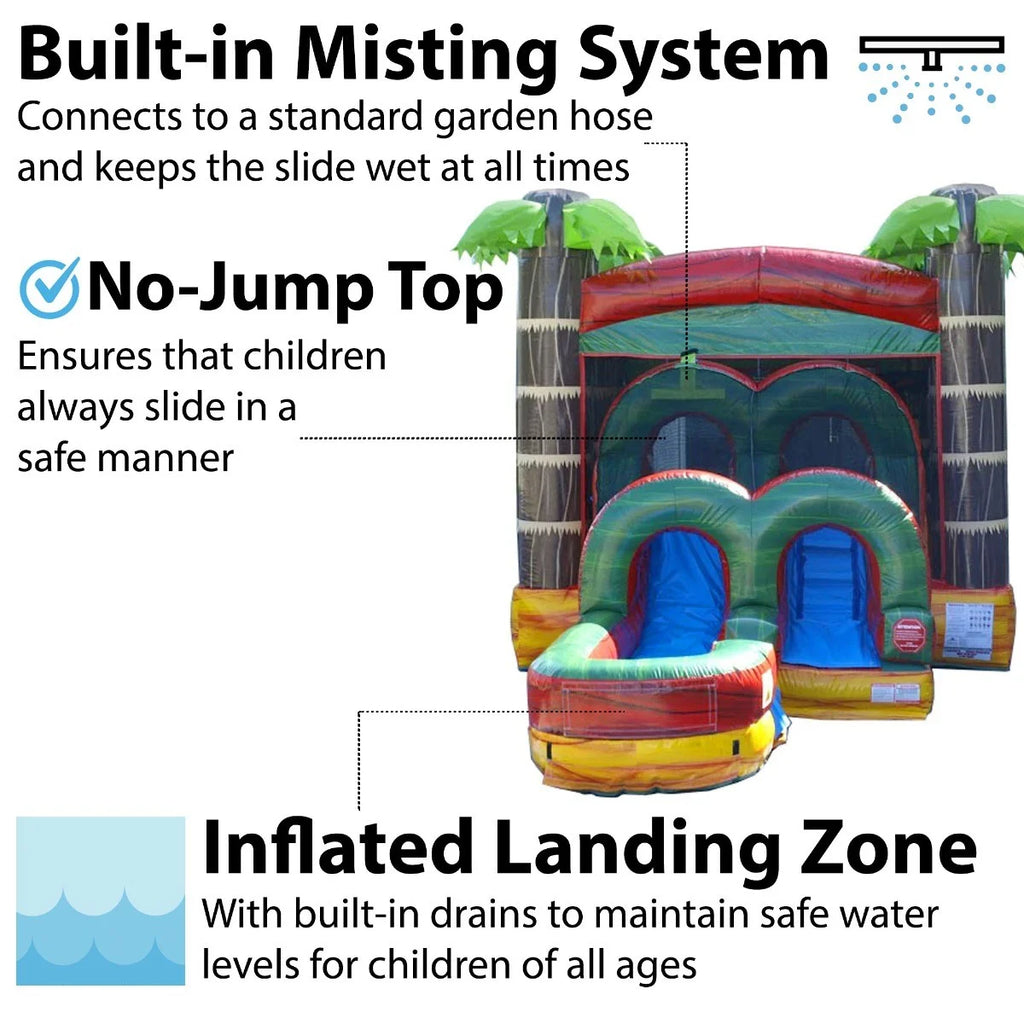 Tropical Fire Marble Kids Inflatable Water Slide Bounce House Combo with Blower S12339