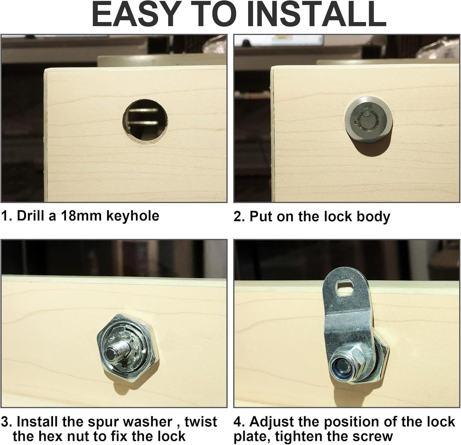 6 Pack 1-1/8 Zinc Alloy Cabinet Cam Locks with Keys X957176