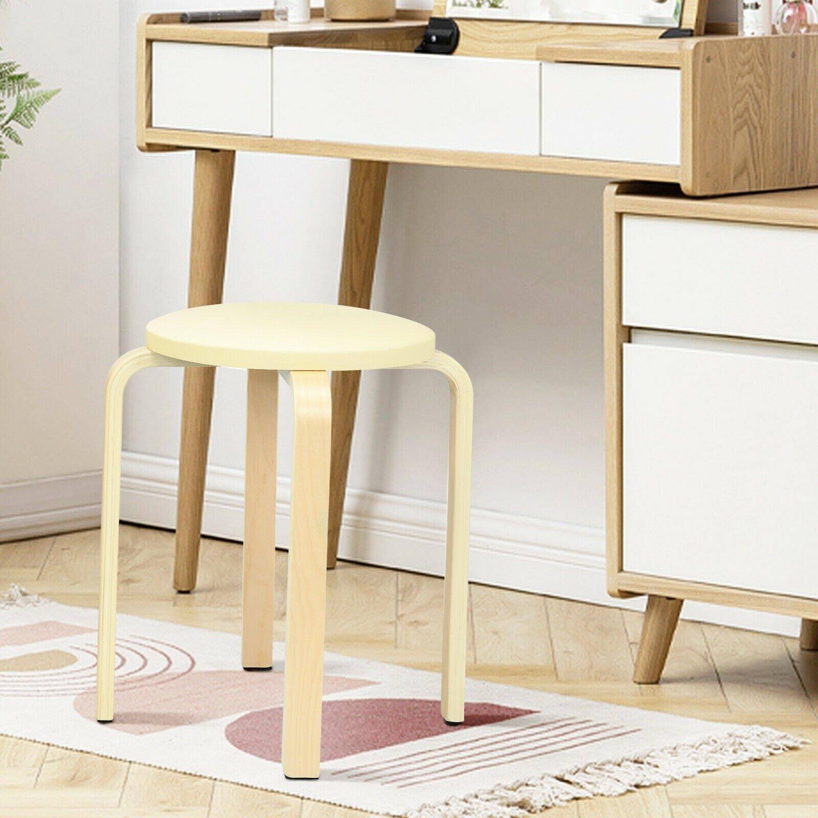Beige Bentwood Round Stool Set of 4 U909624
