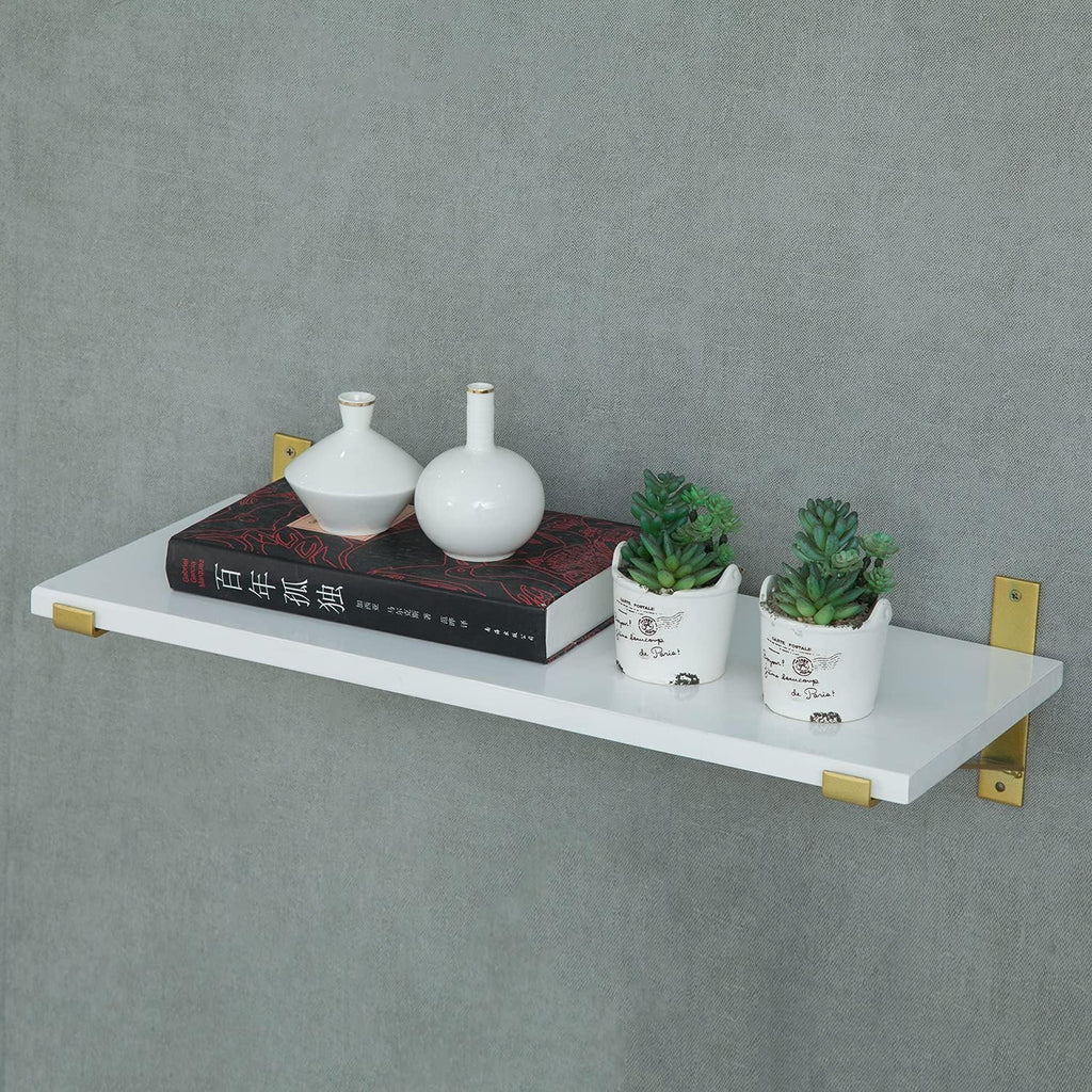 Rustic Wood Wall Shelf with Metal Bracket E41030