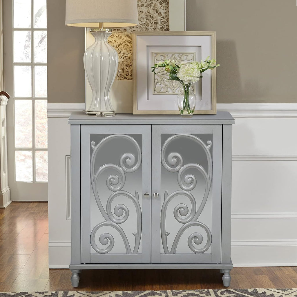 White Distressed Accent Storage Cabinet with 2 Doors G9280