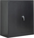 Metal Storage Cabinet with 2 Shelves and 2 Doors, Steel Locking Cabinet, 36.2 H x 31.5 W x 15.7 D (Black) F28634