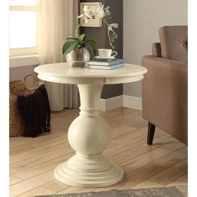 Antique White Pedestal End Table S5724