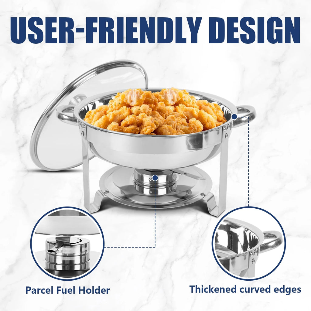 5Qt 4 Packs Stainless Steel Chafing Dish Set with Glass Lid P6269