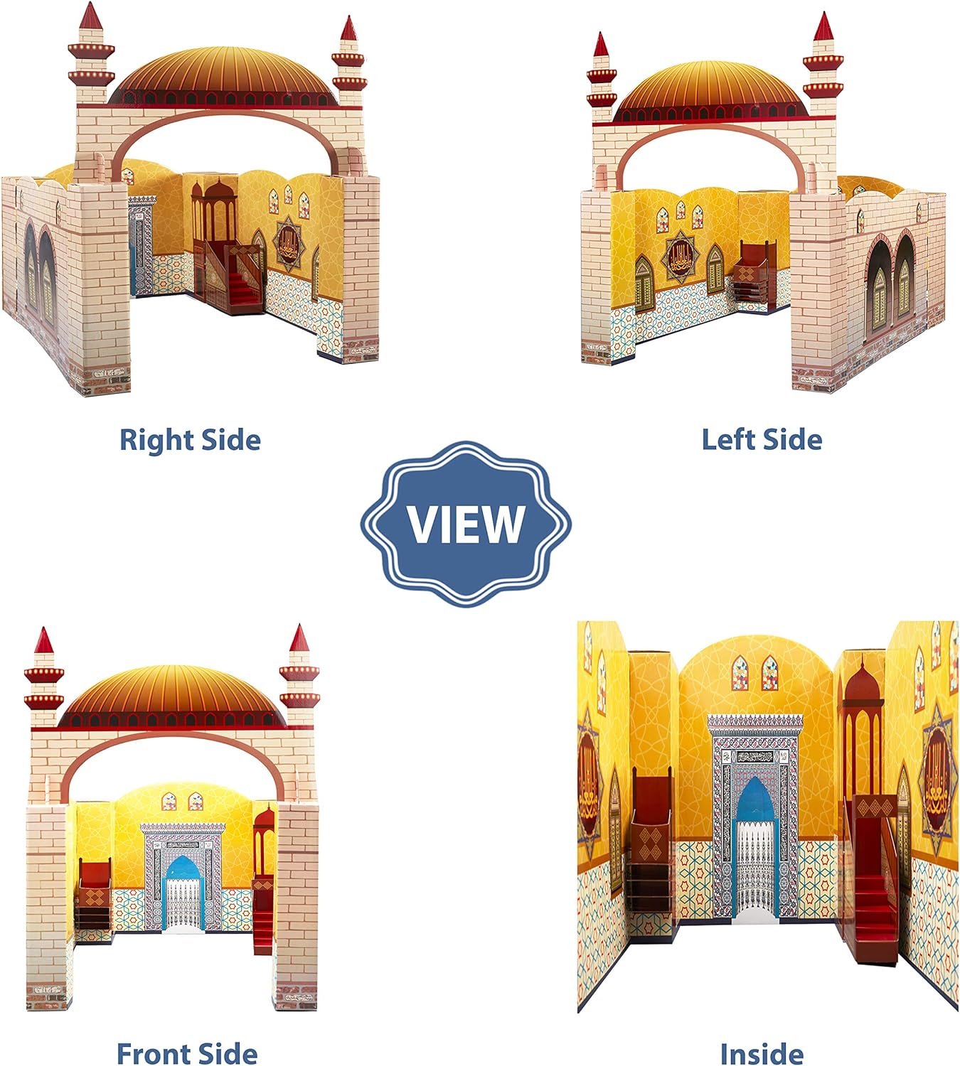 Portable Cardboard Playhouse Masjid for Muslim Kids Educational Interactive Toy with Prayer Mat G88524