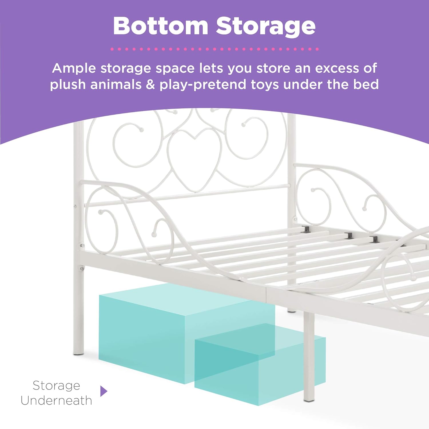 White 4-Post Metal Twin Bed Frame D2670