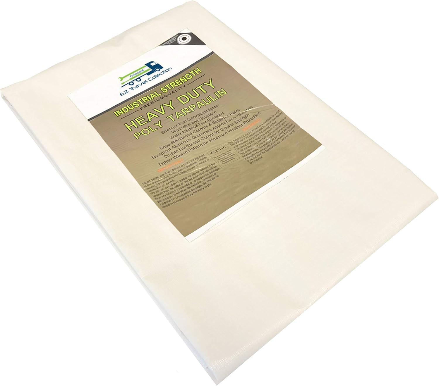 10 Mil Waterproof White Tarp Reinforced Corners 7'x30' Pack of 2 V4733