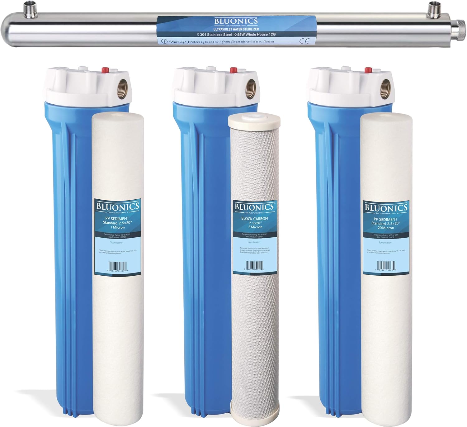 55W UV Ultraviolet Whole House Water System with Sediment and CTO Carbon 2.5x20 R86970