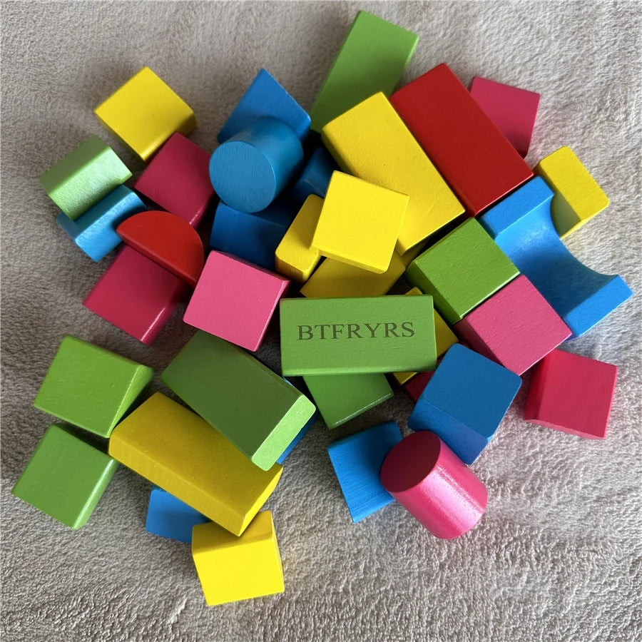 Magnetic Cube Wooden Building Blocks with Storage Box S98538