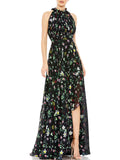 Floral Print Maxi Evening Dress U37881