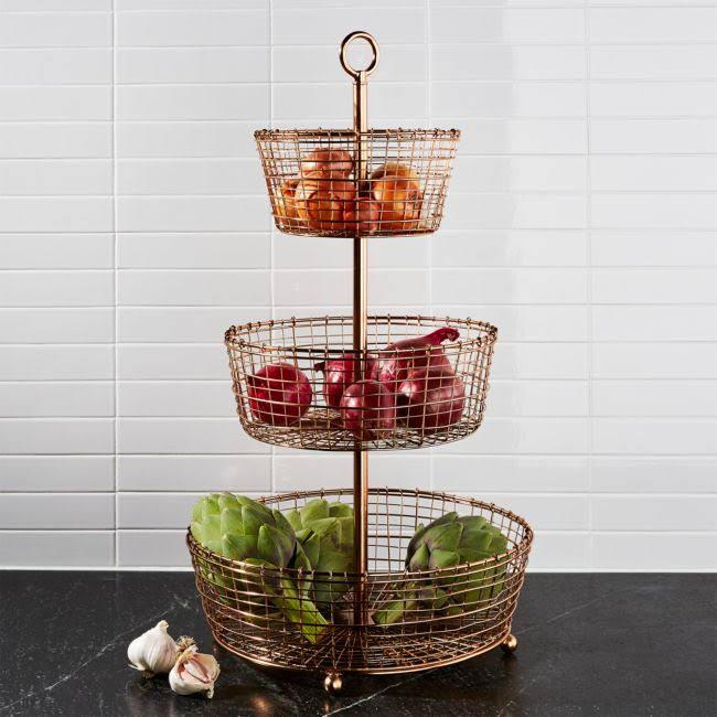 3-Tier Copper Fruit Basket N24817