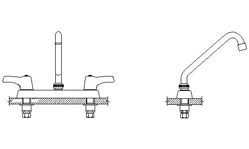 Chrome Two Handle Deck-Mount Faucet G989266