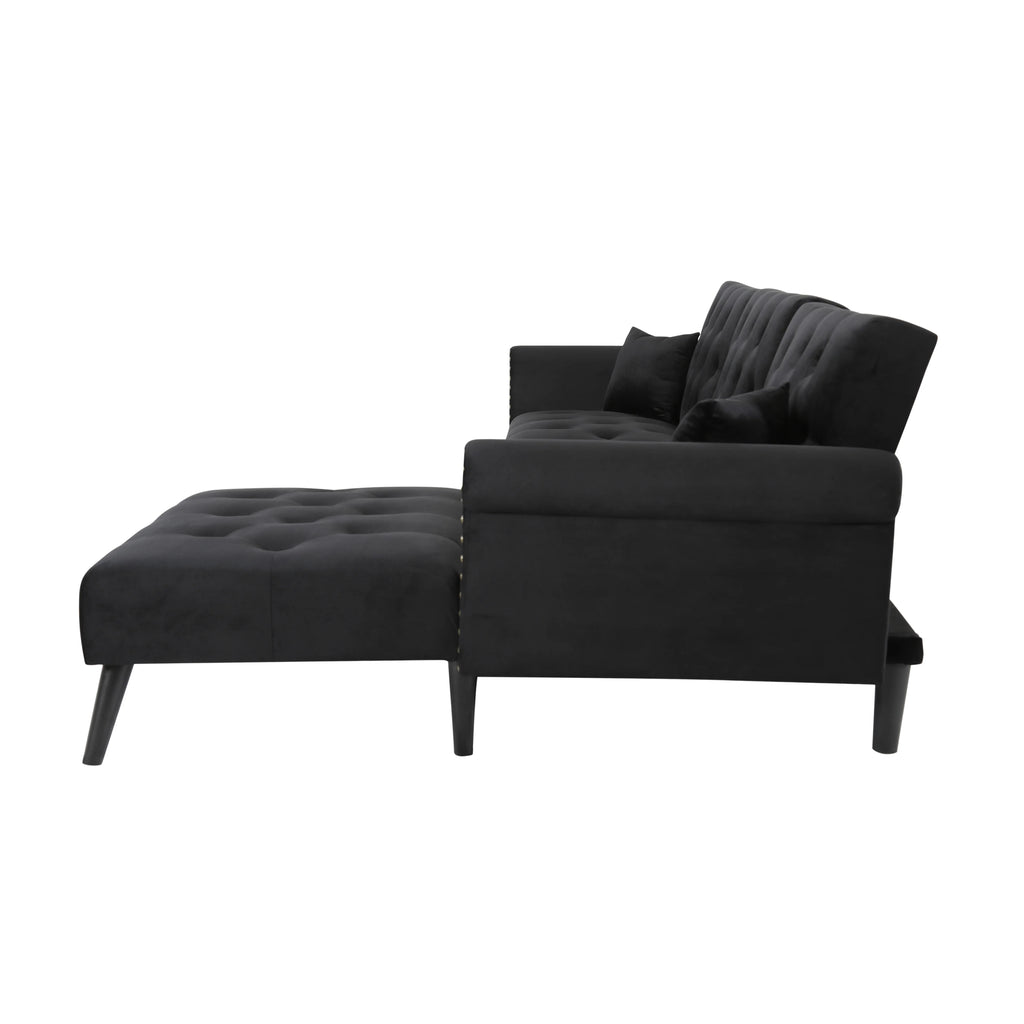 Velvet Convertible Sleeper Sectional Sofa G594