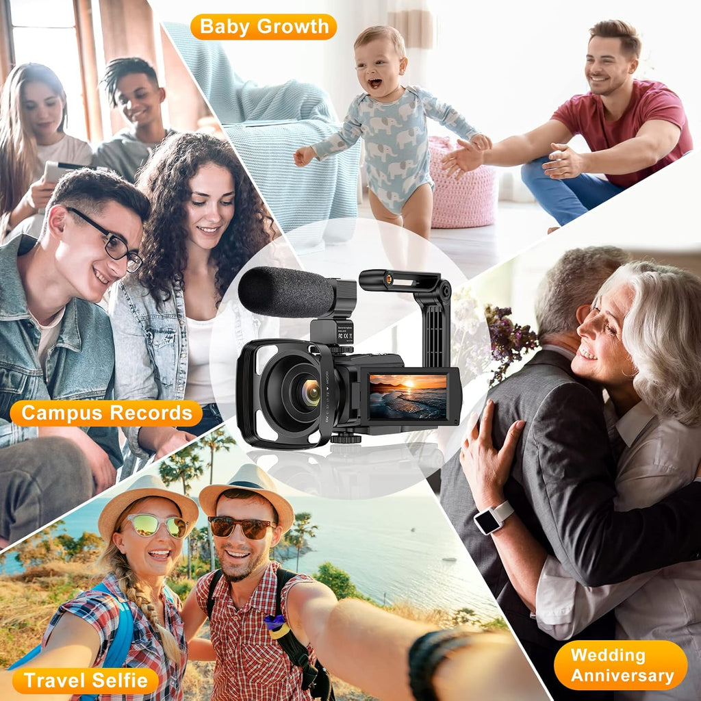 4K Camcorder UHD WiFi IR Night Version 48MP 30FPS 16X Digital Zoom 3 Touch Screen Camera L35431