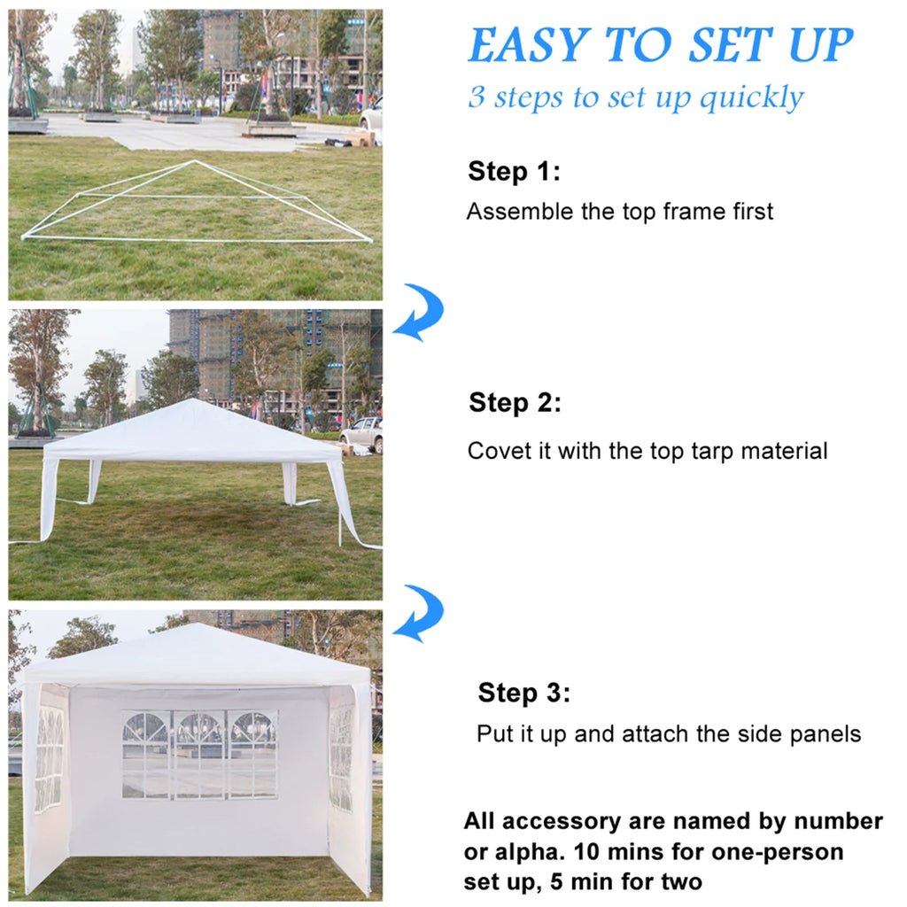 3 x 3m White Waterproof Tent Z15182