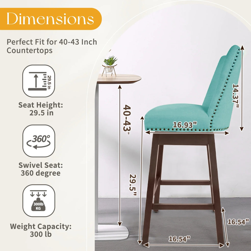 Tiffany Swivel Upholstered Bar Stools Set of 2 S5127