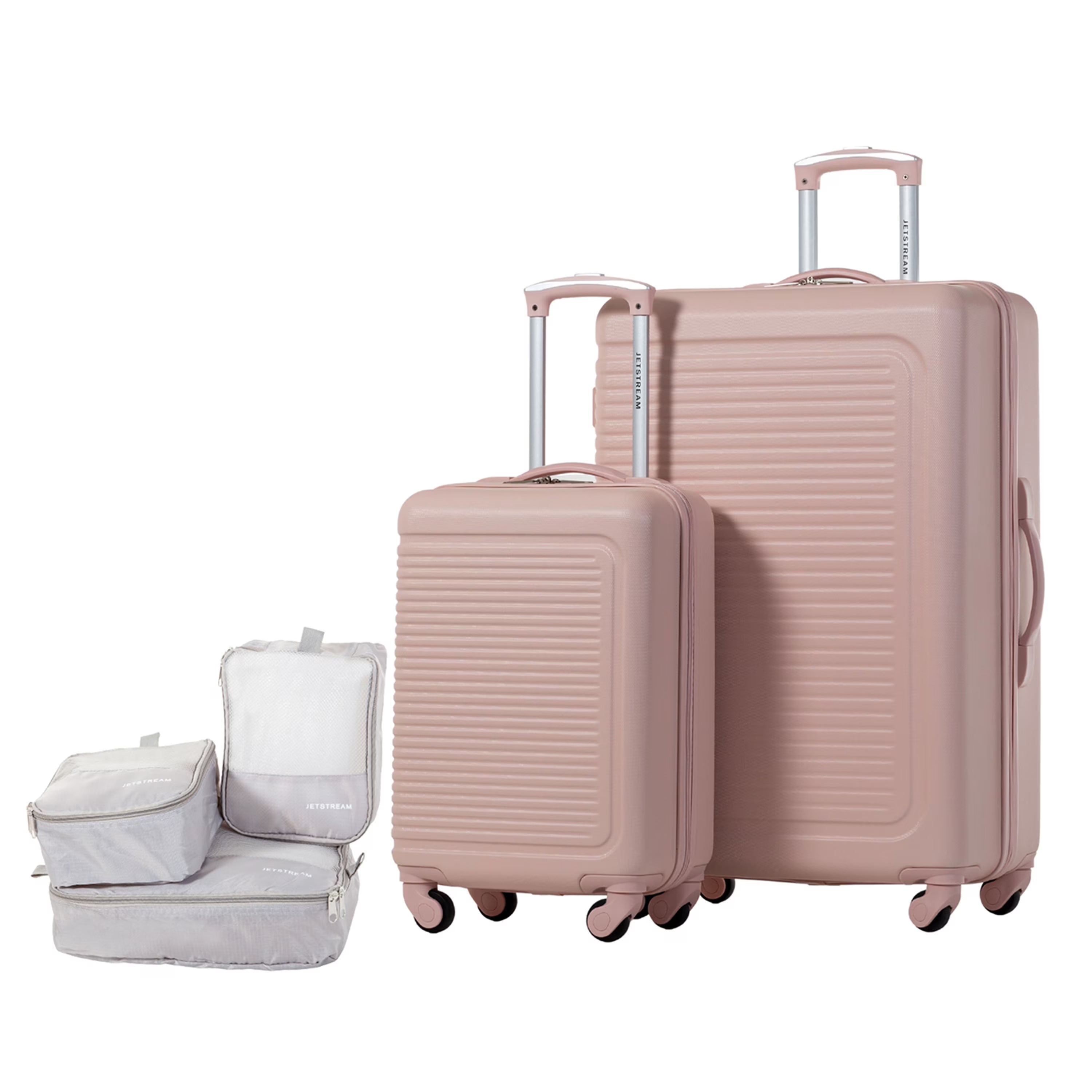 5pc Hardside Rolling Spinner Upright Set with Packing Cubes, Blush O92818