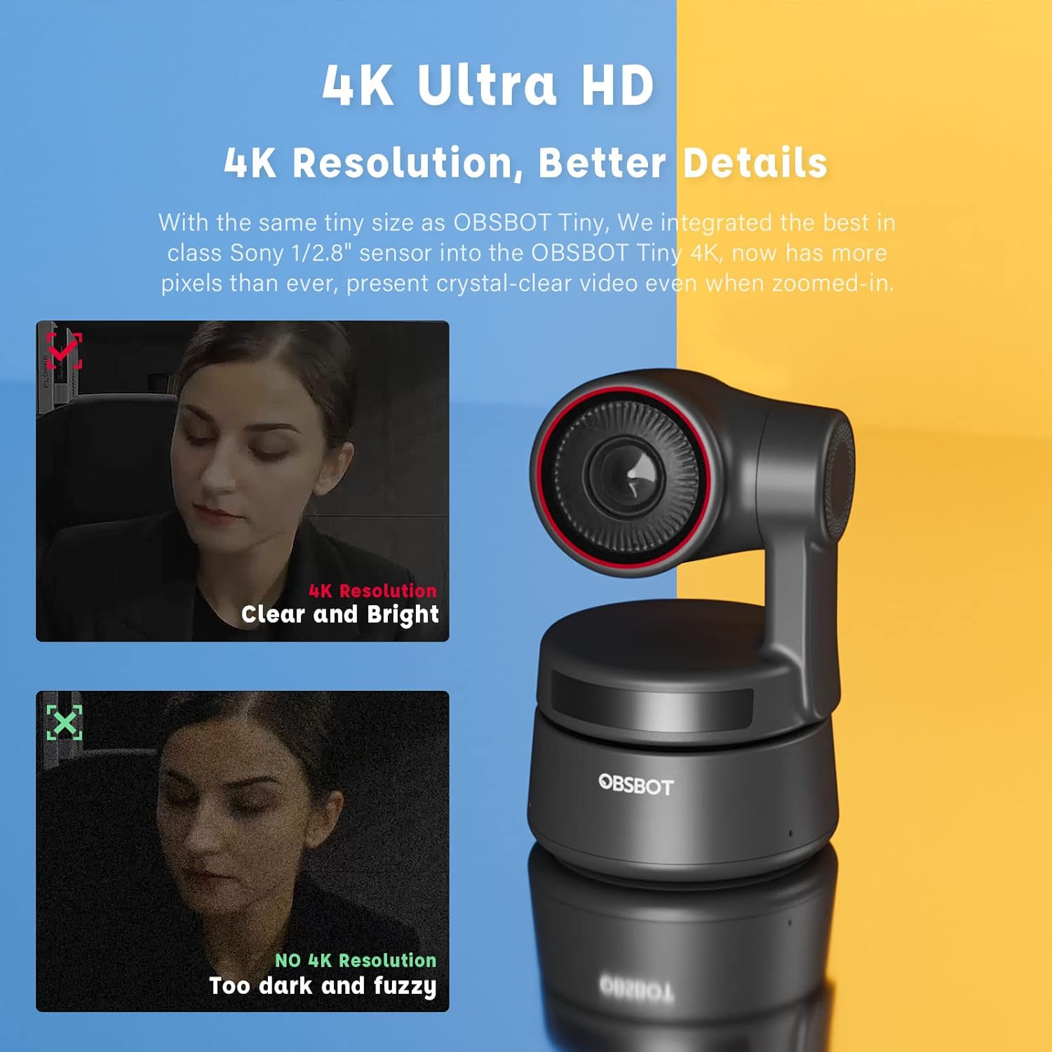 4K PTZ Webcam with AI-Tracking Auto-Framing Gesture Control HDR 4X Zoom Dual Omni-Directional Mic E7429