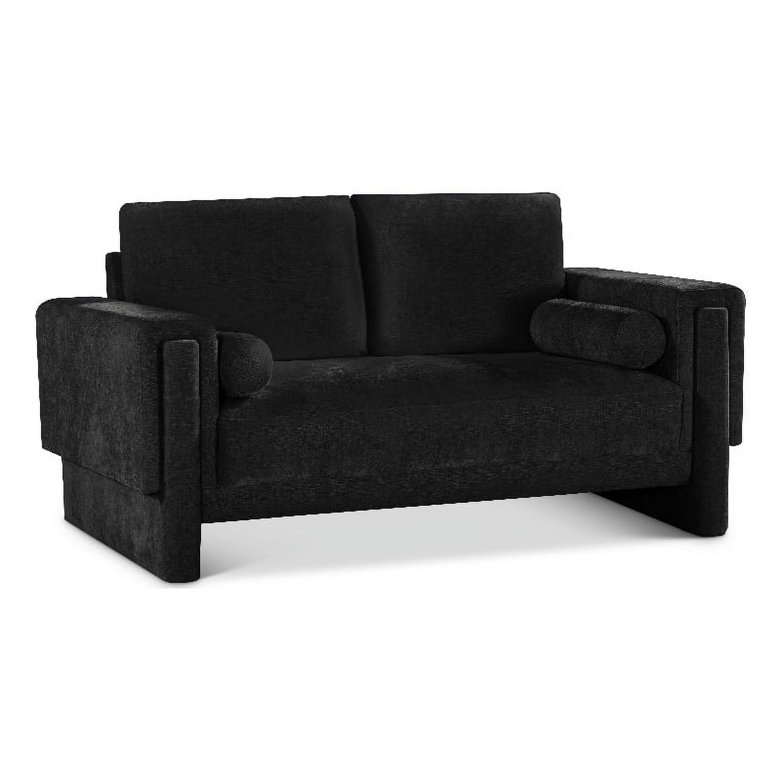 Black Chenille Fabric Loveseat M73806