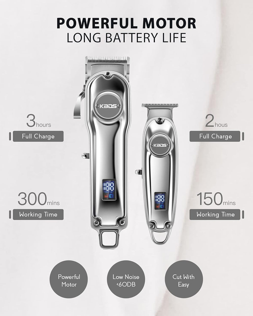 Cordless Hair Clippers and T-Blade Hair Trimmer Barber Kit with Stainless Steel Blades, Pack of 2 I405