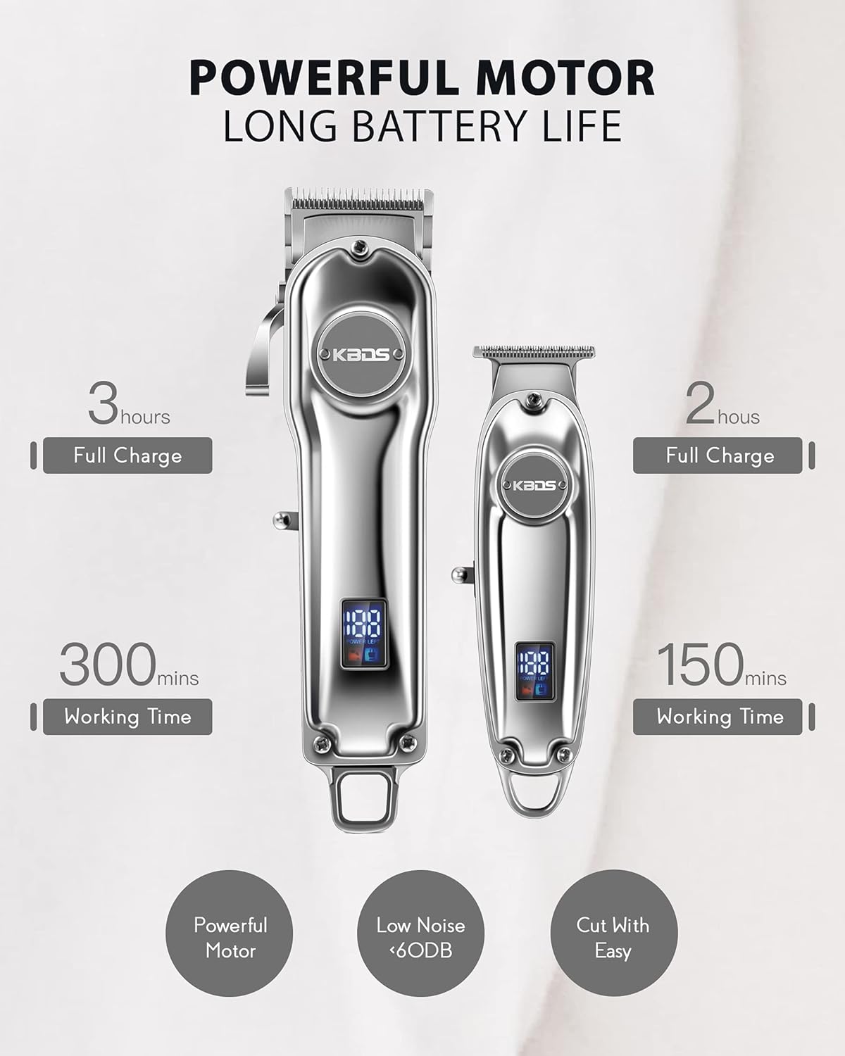 Cordless Hair Clippers and T-Blade Hair Trimmer Barber Kit with Stainless Steel Blades, Pack of 2 I405