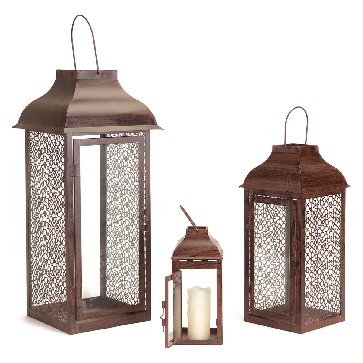 Brown Metal Lantern Set of 3 O3322