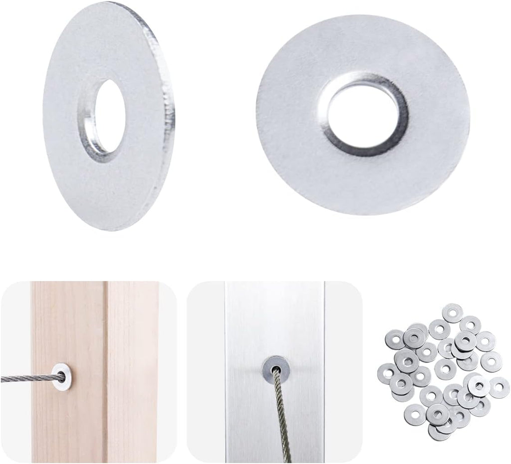 40Pack Cable Railing Kit Protector Sleeve Adhesive Grommet for 1/8 5/32 Wire Rope Wood Posts T316 Stainless Steel V770