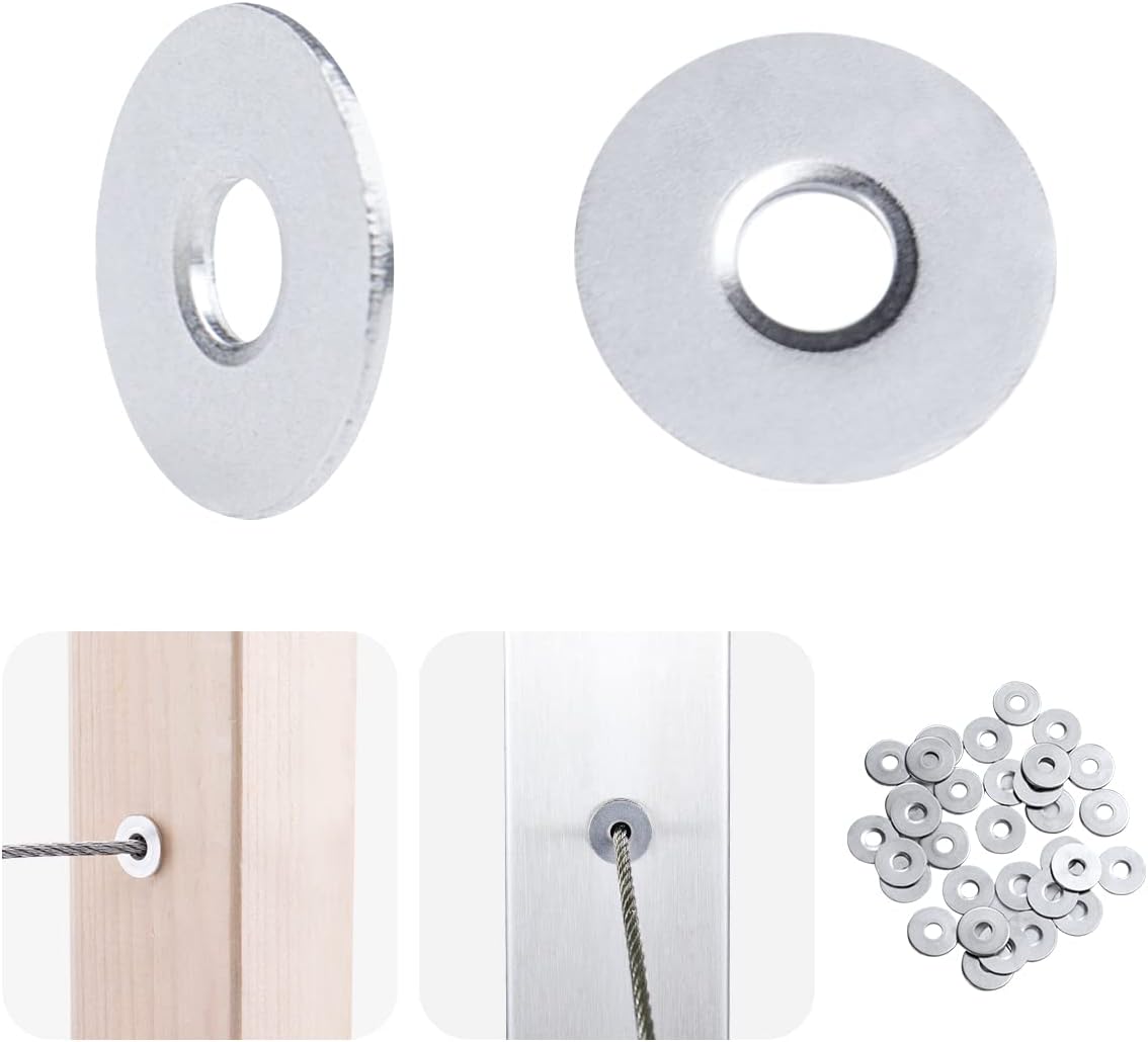40Pack Cable Railing Kit Protector Sleeve Adhesive Grommet for 1/8 5/32 Wire Rope Wood Posts T316 Stainless Steel V770
