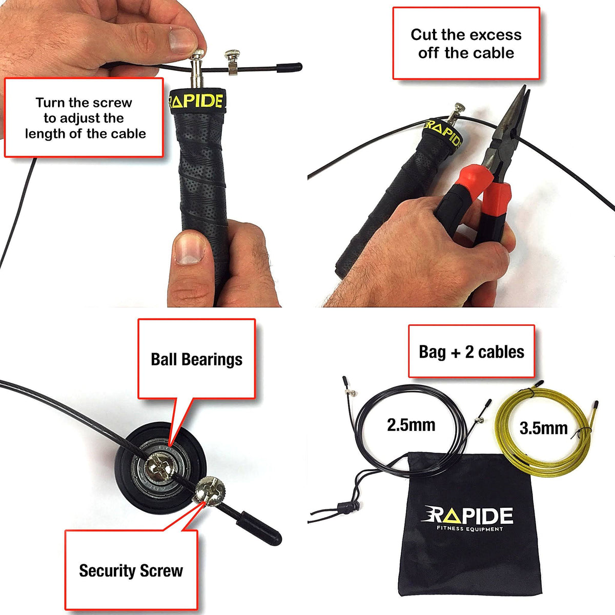 Adjustable Cable Jump Rope with Anti-Slip Handles X611149