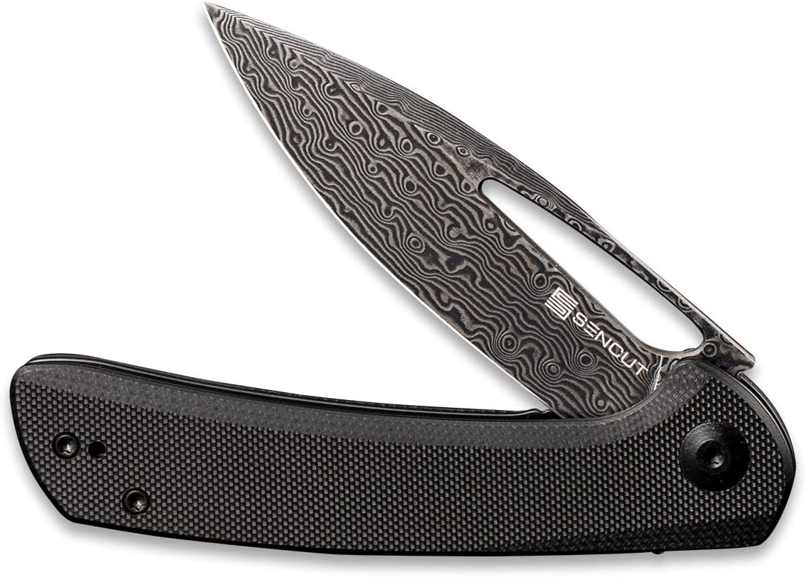 Folding Pocket Knife with Clip, 3.47 inch 9Cr18MoV Blade, Micarta Handle, Gray W61863