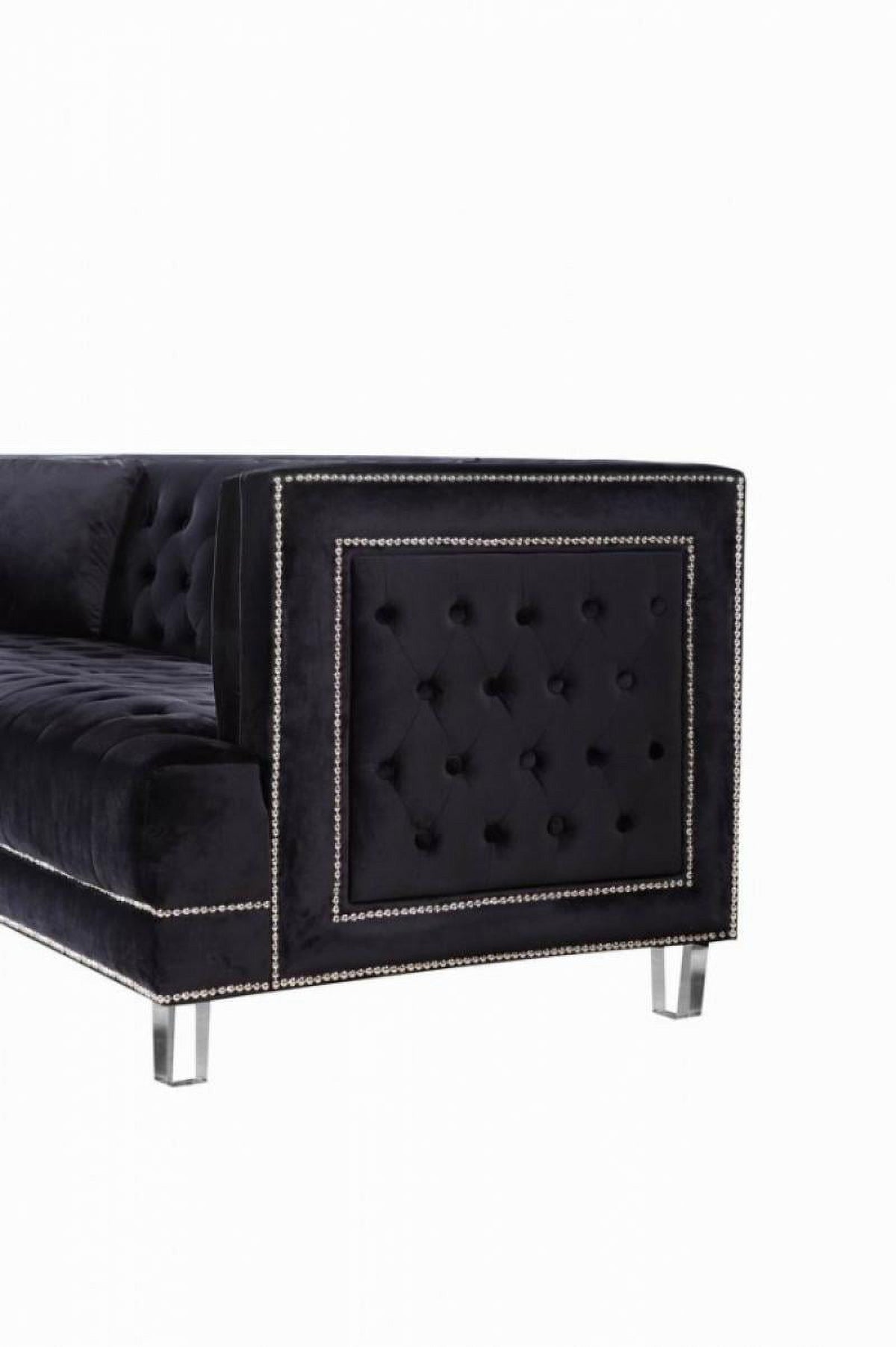 Black Velvet Fabric Acrylic Legs Set 2Pcs X6737