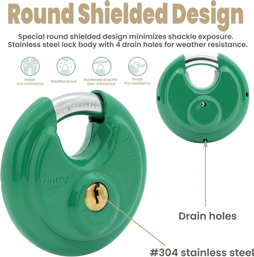Green Disc Padlock 2-3/4" (70mm) (50) L8833