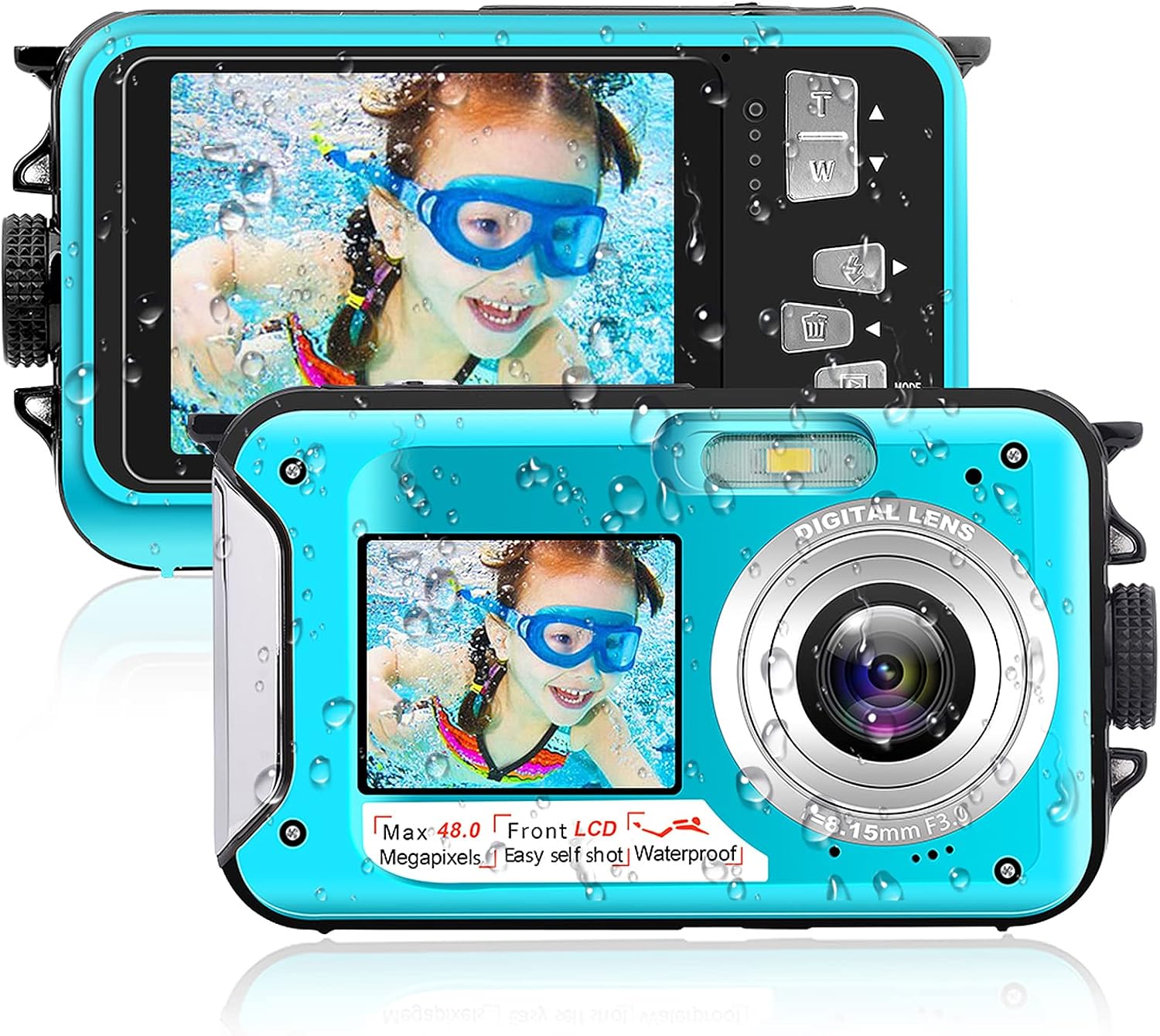 Waterproof 2.7K Full HD 48MP Underwater Digital Camera with Dual Screens A8145