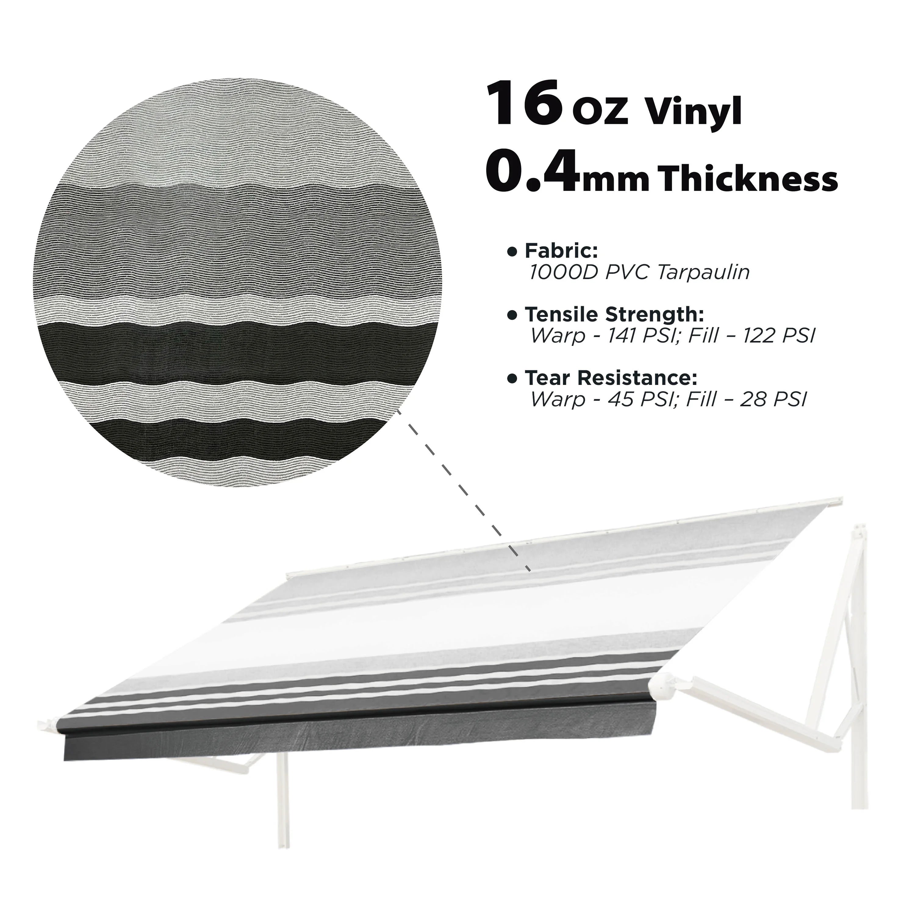 Retractable Motorized 20'X8' RV Patio Canopy Awning Black J255999