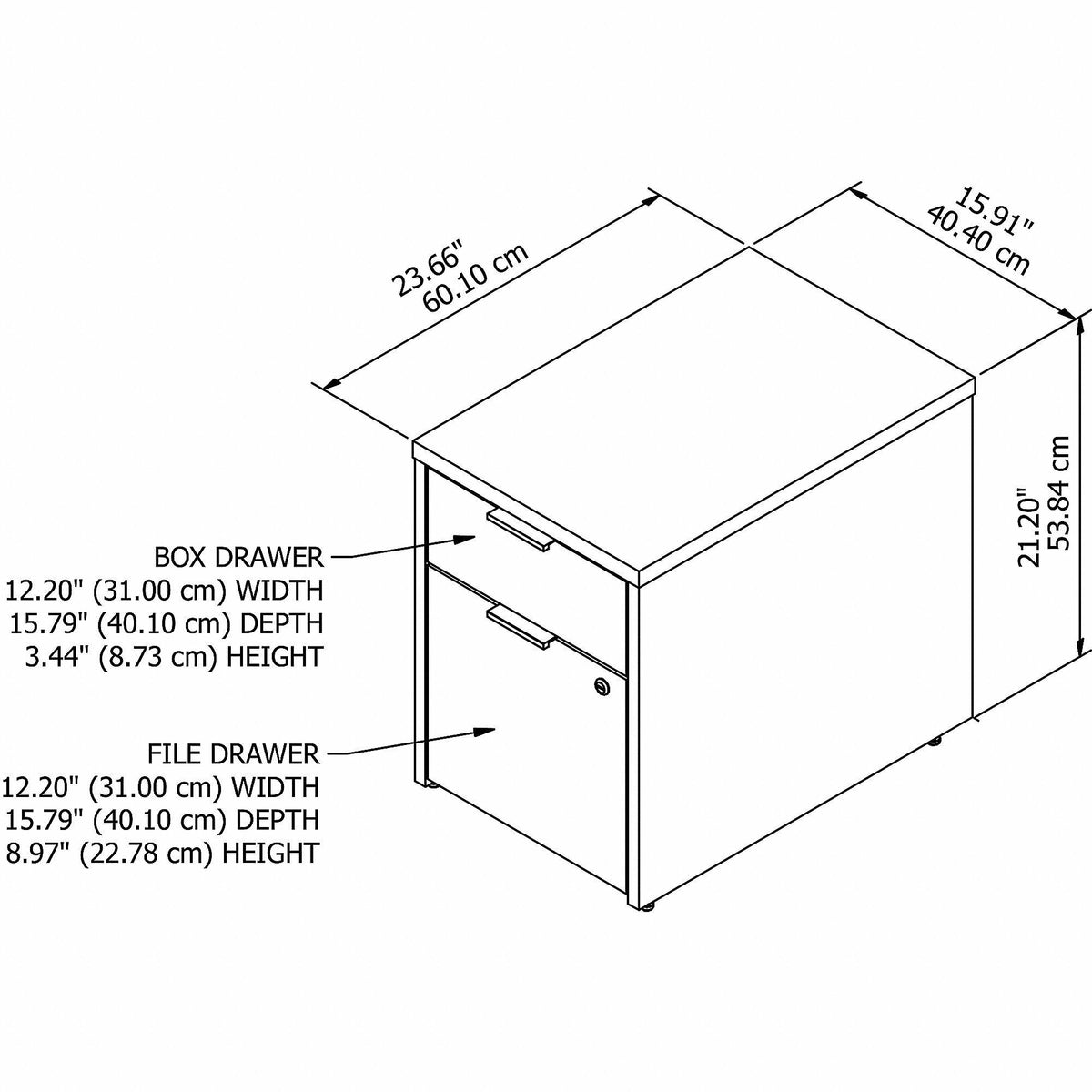 2 Drawer File Cabinet Storm Gray White S9734