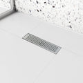 Brushed 304 Stainless Steel 12 inch Linear Shower Drain with Removable Grid Panel S16988