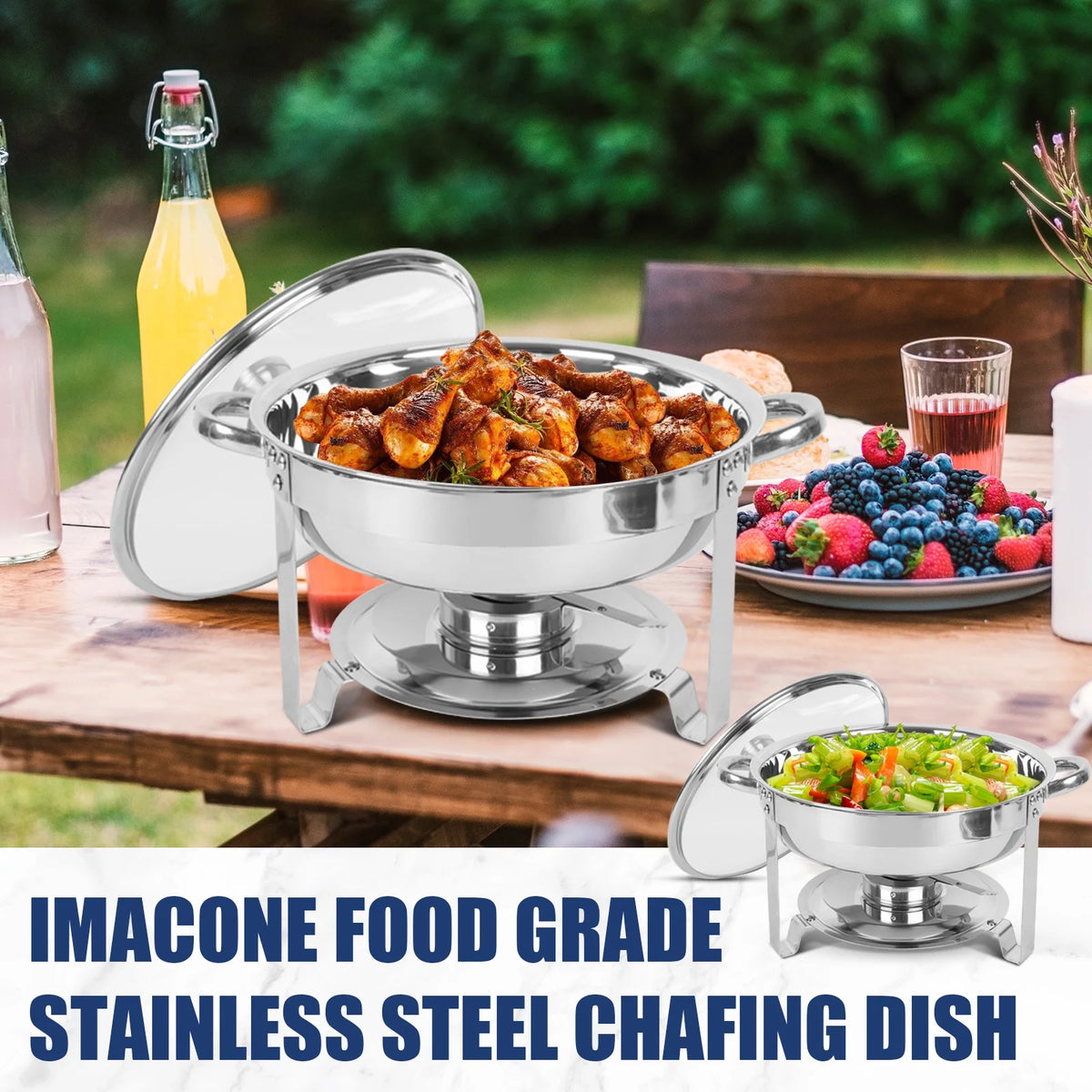 5Qt 4 Packs Stainless Steel Chafing Dish Set with Glass Lid P6269