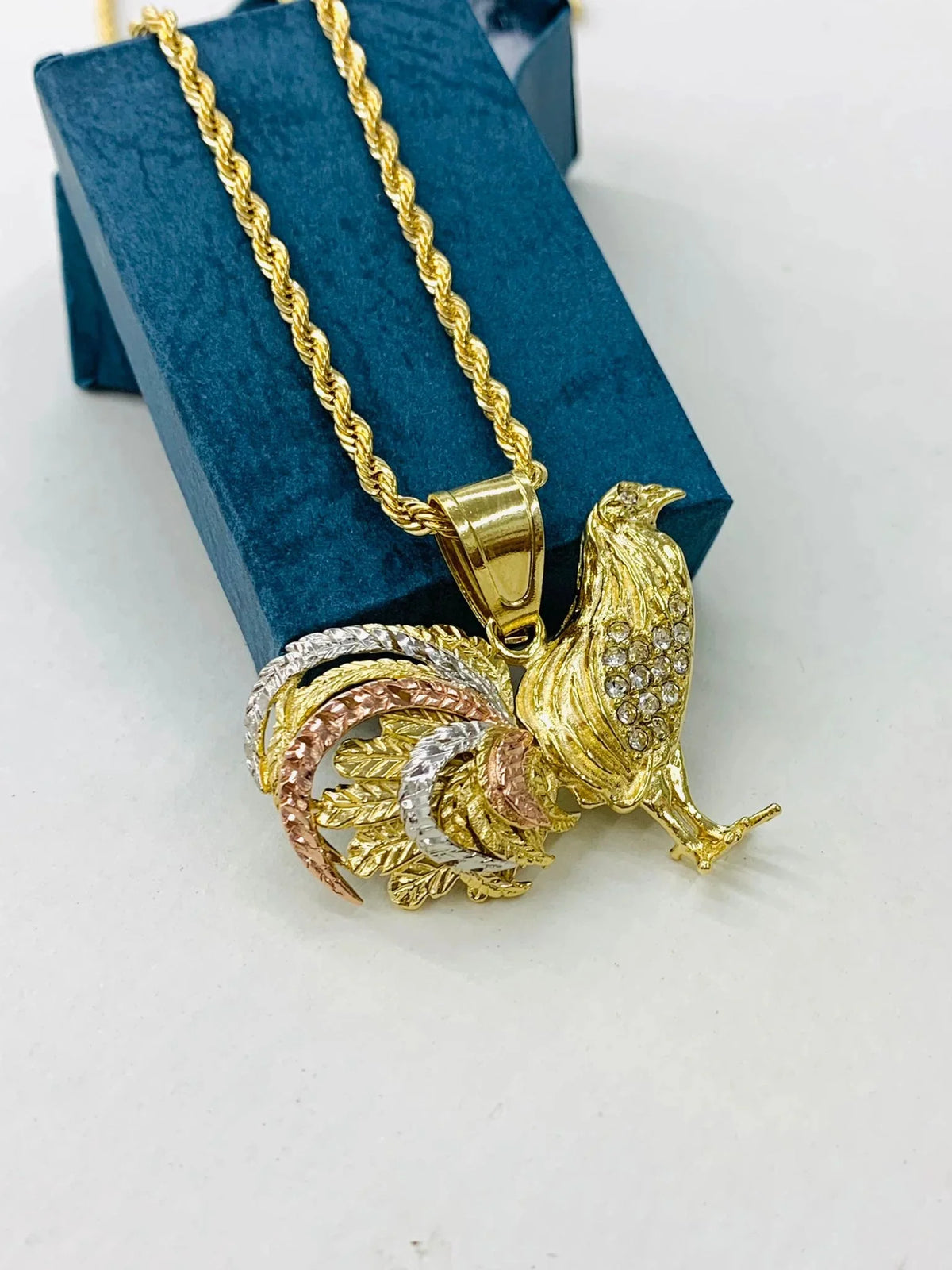 18K Gold Filled Chicken Rooster Pendant Necklace 24" E711345