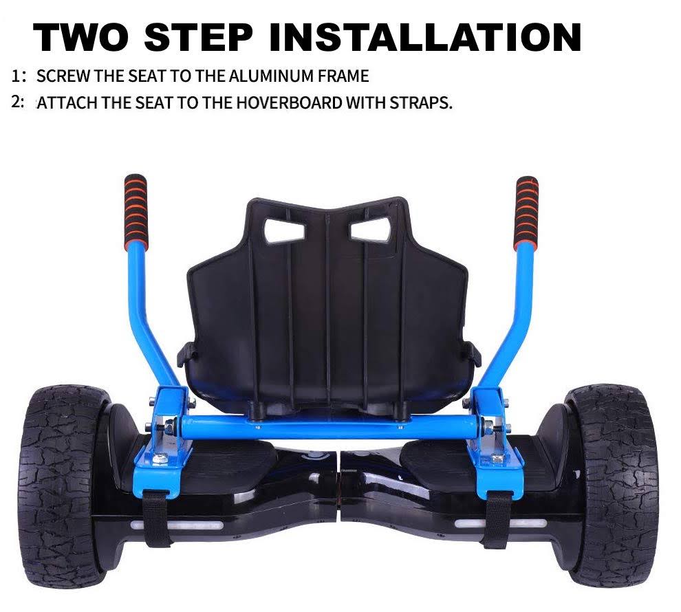 Blue Chrome Hoverboard and Wireless Speaker and Blue Hovercart L481