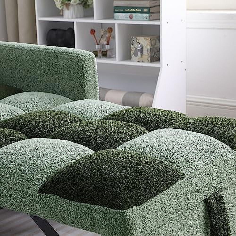 Grey Velvet Convertible Chair Bed Sleeper Chair with Pillow S896148