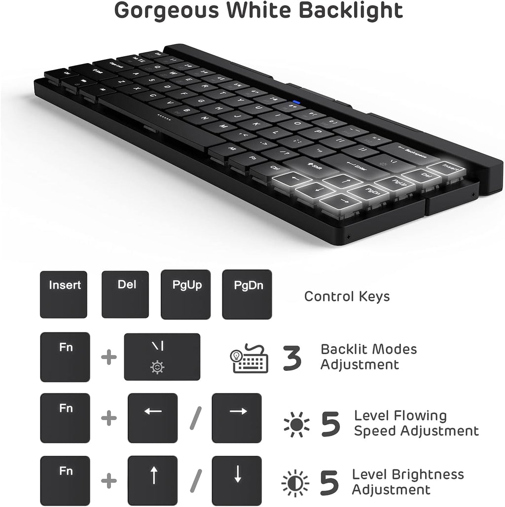 68 Keys 60% Foldable Mechanical Keyboard with Aluminum Body, White Backlit Z154
